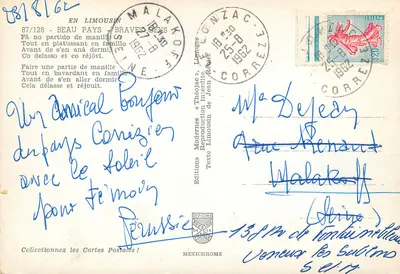 Jogo de cartas em uma cabana — Edições Modernas « Théojac », Limoges, n°87/128 — Verso