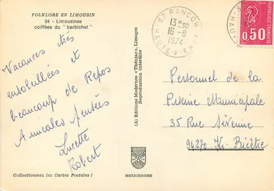Due donne con copricapi tradizionali — Limousin — Edizioni « Théojac » — Verso
