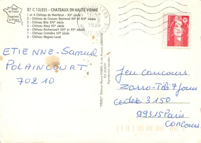 Kastelen in de Haute-Vienne — Edities TEPEC — n° 87 C 13(82) — Achterkant