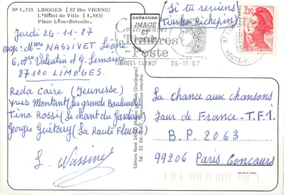 Hôtel de Ville — Limoges (87) — Wydawnictwo René Massac — Rewers