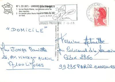 Limoges "87" — ulica Haute-Vienne i plac Haute-Vienne — Tépèl — Rewers