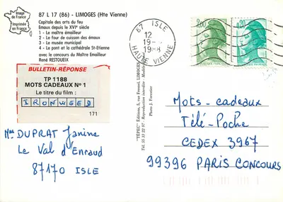 Limoges, stolica emałów — 2-Farn — Wydawca TEPEC' Éditions, nr 1 — Rewers