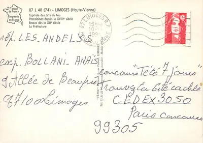Limoges - Prefektura — wydawca Z. Farni, nr 2 — Rewers
