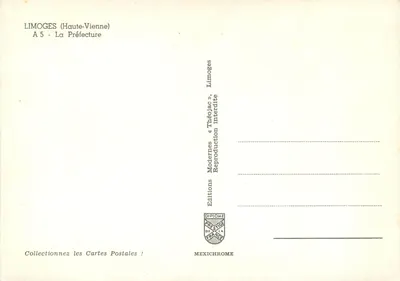 Limoges (Haute-Vienne) — Prefektura — Wydawnictwo Diplôme — Rewers