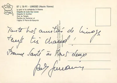 Limoges — Recordações de Limoges — Éditions Teppec — Verso