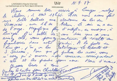 Limoges (Haute-Vienne) — Katedra i Most Świętego Etienne — Wydawnictwo IRIS Mexichrome — Rewers
