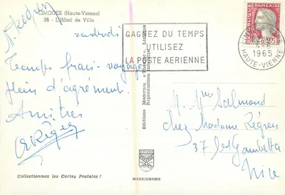 Limoges (Haute-Vienne) — O Hotel de Ville — Edições Diplôme — Verso