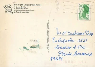 Limoges, "Parki i Ogrody" — Tepec — Rewers