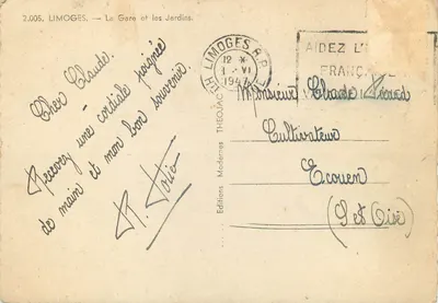 Limoges — Gare i ogrody — Wydawnictwo Théojac n°2.005 — Rewers