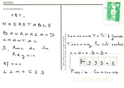Limoges, Stacja Benedyktynów — Tepec, wydawnictwo — Rewers