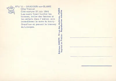 Oradour-sur-Glane — Cité martyre del 10 giugno 1944 — Éditions GREFF — Verso