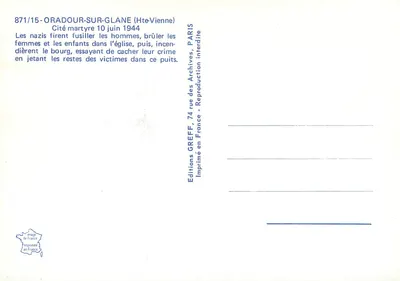 Oradour-sur-Glane — Cité martyre — Éditions Greff, n° 871/15 — Back