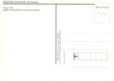 Oradour sur Glane - A Igreja — Editor TEPEC, n° 125 — Verso