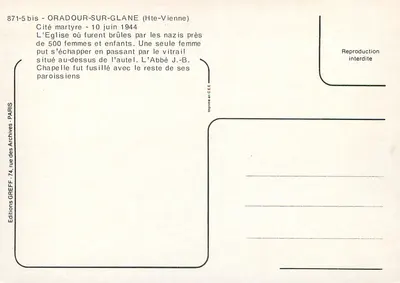 Oradour-sur-Glane — Cidade martir — Edições GREFF - PARIS — Verso
