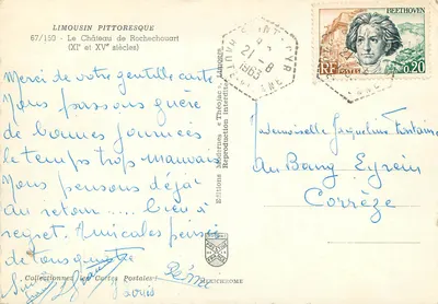 Castillo de Rochechouart — Limousin pintoresco — Ediciones IRIS, n° 67/150 — Reverso
