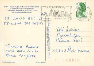 Saint-Yrieix-la-Perche — vista geral, castelo, colégio — Edições Larrieu — Verso