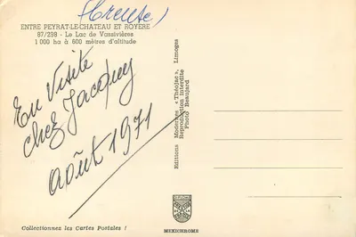 Jezioro Vassivières — między Peyrat-le-Château a Royère — wydawca IRIS — Rewers