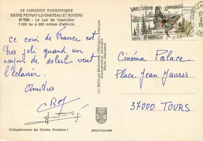 Lago de Vassivière — entre Peyrat-le-Château e Royère — editor IRIS, n° 87/296 — Verso