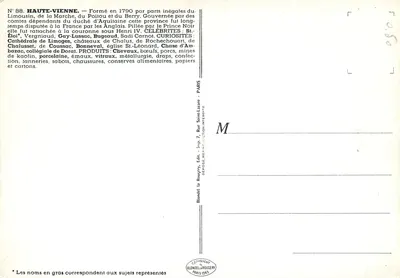 Haute-Vienne — N°88 — Wydawca Blondel La Rougery, Paryż 1905 — Rewers