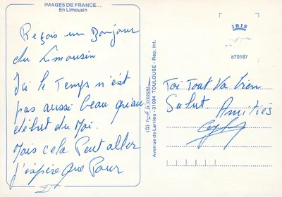 Loisirs en Limousin — Images de France, éditeur IRIS, n° 870187 — Rewers