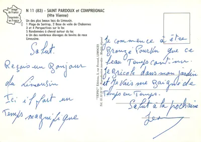 St PARDOUX — Lago e arredores — TEPEC Éditions, N°11 — Verso