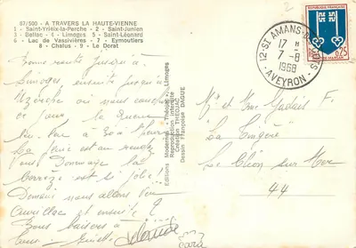 Haute-Vienne — Limousin — Edições Théodiac — Verso