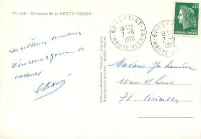 Castelli della Haute-Vienne — Edizioni moderne "Théojac", n°87/256 — Verso