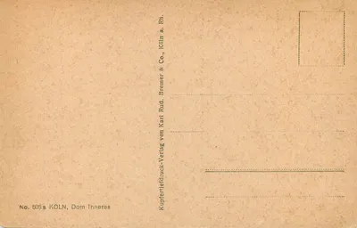 Katedra Kölner — Wewnętrzna — wydawca Bremer & Co. — Rewers