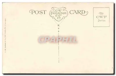 Zachód słońca nad morzem — statek w oddali — A.A. Brønsholt Jun. — wydawca U.W. Faulkner & Co. Ltd. (CW.F. Series) — Rewers