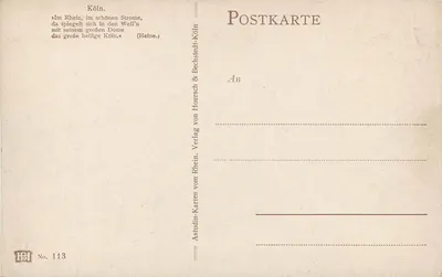 Köln — Katedra Rzeka na zachodzie — Astudin-Karten & Bechstedt & Bechstedt-Köln, Nr 113 — Rewers