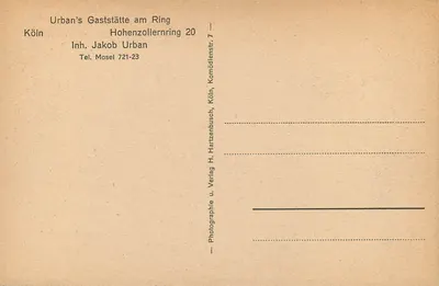 Widok w zimowych ogrodach — Urban's Gaststätte am Ring, Kolonia — Rewers