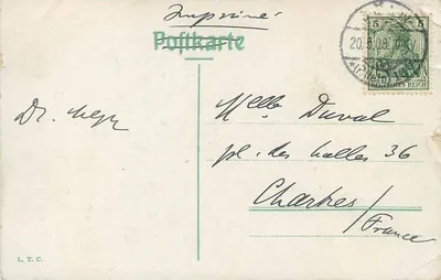 Cólnia junto ao rio Reno — Monumento ao Imperador Wilhelm — L.T.C. — Verso