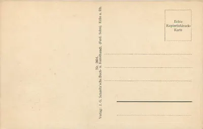Hohenzollernbrücke — Colônia — editor J.G. Schmitz, n° 3604 — Verso