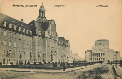 Duisburg, Königsplatz — Landgericht e Stadtttheater — editor Abrecht Häse, n° 2947