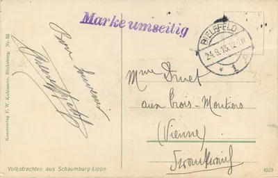 Dziewczyna w stroju folklorystycznym — wydawca Kunstverlag F. W. Kuhlmann, Bückeburg, nr 88 — Rewers