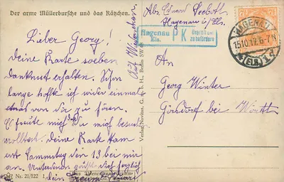 Biedny młody człowiek z młyna i kruszyna — Wydawnictwo Novitas, G. h. b. H., Berlin, nr 21/122 — Rewers