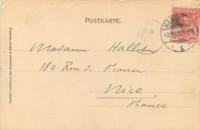 Vierländerin — Nationalskleidung von Hannover — Chromo-Lichtdruck & Knackstedt & Nätther Hamburg — Rückseite