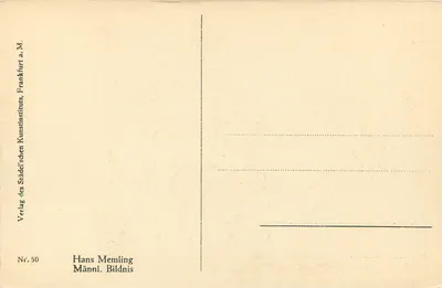 Portret Hansa Memlinga — malowanie — Verlag des Städel'schen Kunstinstituts, Frankfurt a.M., nr 50 — Rewers