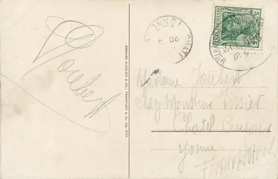Freiburg i. B. vom neuen Stadttheater — widok panoramiczny — Gerhard Blümlein & Co., Frankfurter Straße, n° 12/28 — Rewers