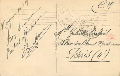 Mainz. Pomnik Gutenberg i Katedra — wydawca H. H. H. (H. H. H. Verlag) — Rewers
