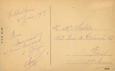 Mainz — Widok na Rzecznik z Stadthalle i Katedrą — K.S.M. No. 303 — Rewers