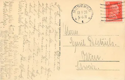 Munique — Marienplatz com o Rathaus — Franz Josef Huber's Postkartenhaus, Munique — Verso