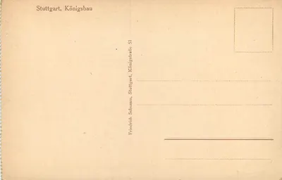 Stuttgart — Königbau — editor Friedrich Schumann, Königstraße 51 — Verso