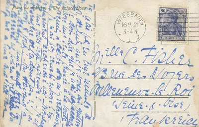 Schloßplatz w Wiesbaden — Hotel Kaiserbad — 45 Milchimstrasse — wydawca nie widoczny — Rewers