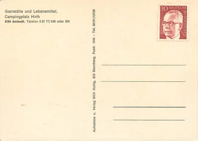 Campingplatz Hirth — Ambach, Alemanha — editor Willi Verlag — Verso