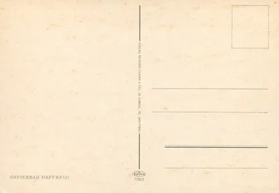 Praia de Ostseebad Haffkrug — vista panorâmica — editor Richard Clasen & Co. n°708/3 — Verso