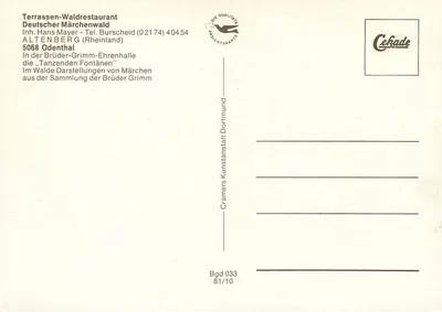 Terrassen-Waldrestaurant Deutscher Märchenwald — Altenberg (Rheinland) — Cekade — Verso