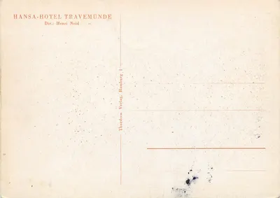 Hansa-Hotel w Travemünde — widok budynku — Thordlsen Verlag, Hamburg — Rewers