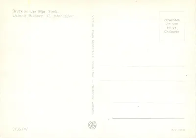 Bruck an der Mur — Fonte de Ferro, Século XVII — Hugo Schimmerzeck, 3136 FW — Verso