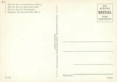 Zell am See — Cidade de Montanha — Die schöne Montana Farb-Postkarte, n° CZ 106 — Verso